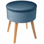 Atmosphera Créateur D'intérieur - Tabouret coffre en velours tess atmosphera - bleu - bleu