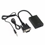 Adaptateur VGA mâle vers HDMI femelle,1080P,Full HD,convertisseur de câble vers HDMI avec Audio,pour ordinateur portable,lecteur de jeu,projecteur TV - Type Black