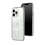 RhinoShield Coque Clear Compatible avec Magsafe pour [iPhone 13 Pro] | Force magnétique supérieure, Haute Transparence et résiste au jaunissement. Personnalisable - Blanc Contour objectifs Photo