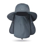 MARUKO Chapeau de Soleil pour Homme, UPF 50 Chapeau Protege Nuque, Casquette Saharienne pour la Nuque Imperméable Chapeau Safari pour Pêche en Plein Air (Gris Foncé)