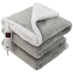 Electric Heated Throw Fleece Reversible Blanket 160 X 130cm