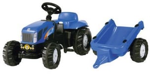 Tracteur à pédales Bleu New Holland TVT190 avec remorque pour enfants d'environ 2 à 4 ans