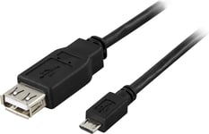 Deltaco USB-adapter - USB (hunn) til Micro-USB type B (hann) - 20 cm - svart