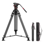 NEEWER LL36 78" Video Tripod with Fluid Head, One Step Fast Lock Carbon Fiber DSLR Tripod, Professional Heavy Duty Camera Tripod with Damping Adjustable, QR Plate Compatible with DJI RS