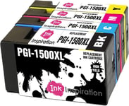 Remplacement pour Canon PGI-1500 PGI-1500XL Cartouches d'encre 4 Pack, Utiliser avec Canon MAXIFY MB2050 MB2350 MB2750 MB2150 MB2155 MB2755, Noir/Cyan/Magenta/Jaune