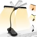 Shmshng - Liseuse Lampe de Lecture pour Lire au Lit - Mini Lampe Tactile Lecture à Double Tête 14 LEDs Rechargeable Lampe Pince Gradation Progressive