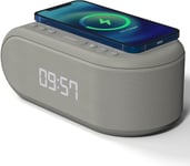 i-Box Bedside QI Wireless Charging Alarm Clock FM Radio, USB