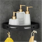 GRICOL Etagère de Douche Sans Perçage Étagère d'Angle Douche avec Autocollant Métal avec 2 Crochets Antirouille pour Salle de Bain Noir