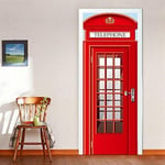 Wallflexi Door UK Telephone Home Decoration Wall Art Murals Decals Living Room Nursery Restaurant Hotel Café Office Décor Removable Self-Adhesive Stickers, Vinyl, Multicolour, 200 x 88 x 0.03 cm