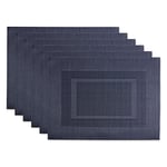 DII PVC Tabletop Collection Woven Indoor/Outdoor, Placemat Set, 13x17.25, Stonewash Blue, 6 Piece