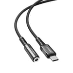 USB-C - 3,5 mm mini jack adapteri, 18 cm, musta