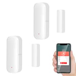 Capteur Intelligent de Porte WiFi, Alarme détecteur de fenêtre de Porte sans Fil, capteur Intelligent de Contact de fenêtre de Porte pour la sécurité de la Maison Compatible avec Alexa, 2 PCS