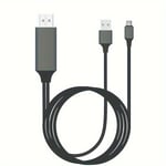 4K 30Hz 2m USB-C HDMI-kaapeli, kestävä harmaa PVC