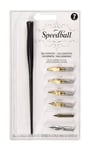 Speedball Lot de stylos de Calligraphie : 1 Porte-Stylo avec 4 Plumes, 2 Pointes de Stylo