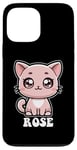 Coque pour iPhone 13 Pro Max Rose mignon chat chaton design pour filles nom rose