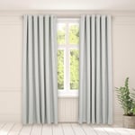 OHS Silver Eyelet Curtains Blackout, Thermal Decorative Lined Curtains Geo Embossed Blackout Long Curtains for Living Room Bedroom Soft Modern, 66x90