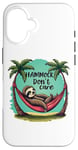 iPhone 16 Relaxing Sloth Hammock Don’t Care Funny Tropical Palm Tree Case