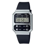 Casio Montre Quartz Unisexe 40.70mm avec Cadran Noir Digitale et Bracelet en Plastic/Resin Strap Noir A100WEF-1AEF