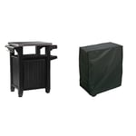 Keter Mini desserte Barbecue Unity - 105 litres & Rayen AA236 Housse pour Barbecue rectangulaire, PEVA, Noir, 90x65x90 cm