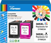 305XL 305 XL Cartouches d'encre Remanufacturées Haute Capacité 550 Pages Noir, 400 Pages Tricolore pour HP Envy 6000 6010 6020 6030 Pro 6400 6420 6430 DeskJet 2700 2710 2720 2724 Plus 4100 4110 4120