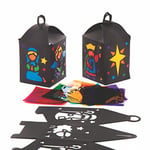 Baker Ross Kits de lanternes sur la Nativité à Effet vitrail (Paquet de 4) - Loisirs créatifs de Noël pour Enfants AT140