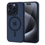 XTCASE Coque pour iPhone 15 Pro Max Magnétique Compatible avec MagSafe, Étui Mat Translucide Minimaliste, PC Dur Housse Arrière Anti-Rayures + TPU Bumper Antichoc - Bleu