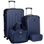 Travelers Club Midtown Hardside 4-Piece Luggage Travel Set, Navy Blue, 4-Piece Set, Midtown Hardside 4-Piece Luggage Travel Set