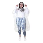 eBuyGB – Lot de 5 Ponchos de Pluie d'urgence, pour Adulte, imperméable avec Capuche, Transparent