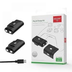 Spela och ladda-kit för Xbox Series X-kontroll med 1100 mAh laddningsbart batteri - 2-pack Black