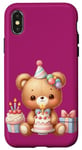 Coque pour iPhone X/XS Birthday Wishes Ours en peluche marron pour fille ou garçon