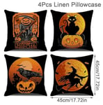 45 cm Pellava Halloween-tyynynpäällinen Pumpkin Bat Wizard Ghost Halloween-sisustus kodin koristeelliselle sohvalle autotuolin koristeluun tyynyliina