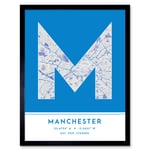 Manchester England United Kingdom City Map Modern Typography Stylish Letter Framed Word Wall Art Print Poster for Home Décor