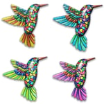 Décoration en acrylique en forme de colibri, 4 pièces, sculptures en métal, grandes pour décorations de jardin extérieures, autocollants statiques à suspendre au mur, autocollants anti-collision pour fenêtre (colorés)