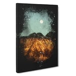 The Moon Above The Mountains Paint Splash Canvas Print for Living Room Bedroom Home Office Décor, Wall Art Picture Ready to Hang, 30 x 20 Inch (76 x 50 cm)