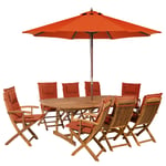 Salon de Jardin Table Extensible Ovale et de 8 Chaises Pliables avec Coussins d