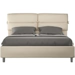 Lit capitonné sans sommier 160x200 Nandy simili cuir gris tourterelle