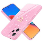 Yichxu Coque pour Xiaomi Redmi 12 4G Silicone Glitter Housse avec Protection Caméra Anti-Rayures Souple TPU en Protection Antichoc Amour de Coeur légère Étui pour Redmi 12 4G, Rose