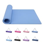 Good Nite Tapis de yoga pour entraînement, pilates, fitness pour homme et femme, antidérapant, haute densité de 10 mm, avec sangle de transport, 183 x 61 x 1 cm (Bleu)