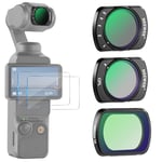 NEEWER Magnetic Variable ND2-32&1/4 Black Diffusion&CPL Filter Set Compatible with DJI Osmo Pocket 3 Creator Combo Accessories, Neutral Density Polarizing Cinematic Effect Filters, 2 Screen Protectors