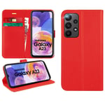 PU Leather Magnetic Wallet Case for Galaxy A23/F23/M23 5G, Flip Cover - Red