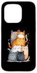 Coque pour iPhone 15 Pro Tour de chat mignonne à empiler pour un amoureux des chats