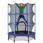 HOMCOM 4.6FT Kids Trampoline with Safety Enclosure for Ages 3-10 Years Blue