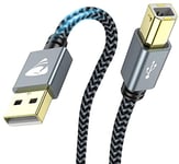 Printer Cable,【5M/15FT】USB 2.0 Type A Male to B Male Scanner Cord USB Printer Wire Compatible with HP, Brother, Epson, Canon, Delll, Lexmark, Xerox, Samsung and More