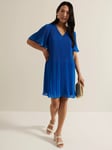 Phase Eight Annabel Pleated Knee Length Dress, Blue