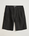 Sunflower Pleated Linen Shorts Black