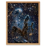 Hubble Space Telescope Image The Pillars Of Creation Blue Haze Near Infrared View Of Eagle Nebula Light Silhouettes Of Stars Dust And Gas Art Print Fr