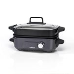 Cuisinart Cook in 5 in 1 Multi Cooker Grill, Sear, Steam, Simmer and Slow Cooker Non-Stick, Interchangeable Plates and Pans Stackable, Easy Storing Energy Efficient Midnight Grey