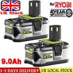 2X Battery 18V 9.0 AH For Ryobi One+ Plus P108 Lithium Ion RB18L50 RB18L40 P104