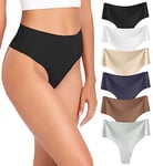 Wealurre String Tanga Femme Lingerie sans Couture Caleçon Taille Haute Lingerie Femme Slip Seamless Femme Multipack 6pcs