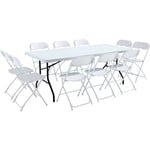 Table monobloc et chaises pliantes 10 places 200cm pehd